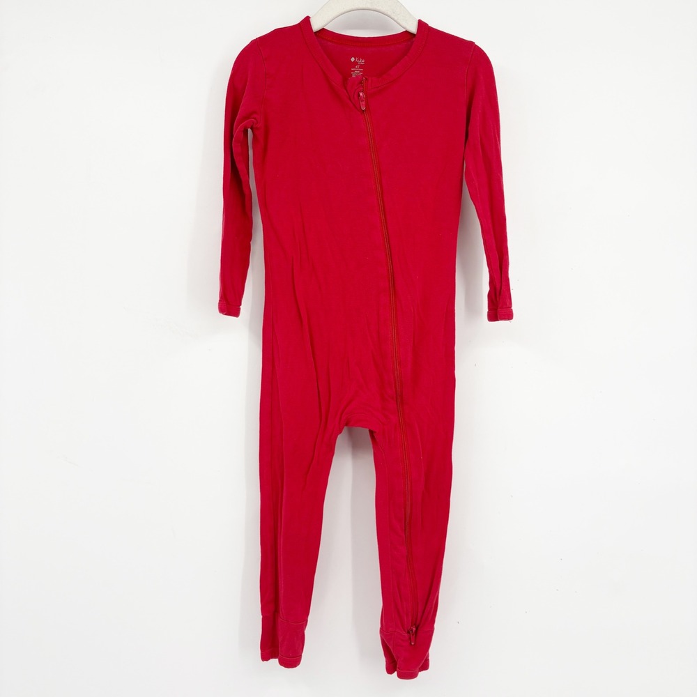 Kyte Baby Red‎ Bamboo Snug Fit Zipper Romper One Piece Sleeper Pajamas Size 4T